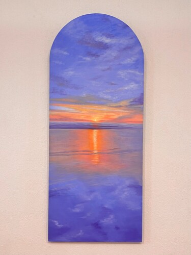 Peinture intitulée "Purple sunset" par Elena Tretiakova, Œuvre d'art originale, Huile Monté sur Châssis en bois