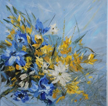 Картина под названием "Flower fantasy" - Elena Tretiakova, Подлинное произведение искусства, Масло Установлен на Деревянная…