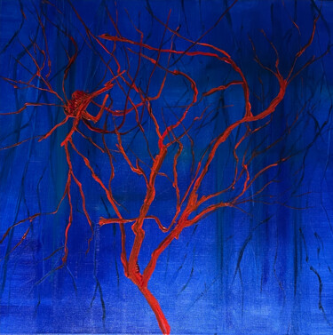 Pintura intitulada "Abstract ultramarine" por Elena Tretiakova, Obras de arte originais, Óleo Montado em Armação em madeira