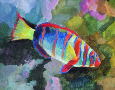 Peinture intitulée "Fisch Nr. 3" par Elena Tronina, Œuvre d'art originale, Acrylique