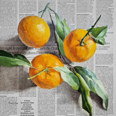 Malerei mit dem Titel "Mandarinen 2" von Elena Tronina, Original-Kunstwerk, Öl