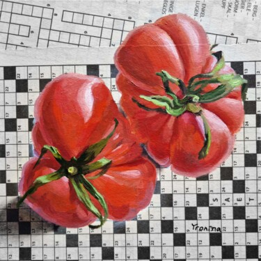 Peinture intitulée "Tomate auf Rätselze…" par Elena Tronina, Œuvre d'art originale, Huile