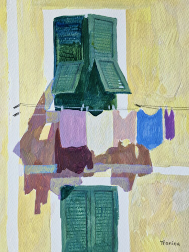 Schilderij getiteld "Wäsche" door Elena Tronina, Origineel Kunstwerk, Acryl