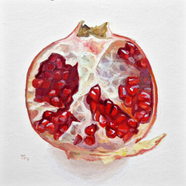 Malerei mit dem Titel "Granatapfel 20x20" von Elena Tronina, Original-Kunstwerk, Öl