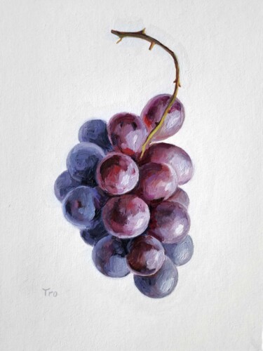 Malerei mit dem Titel "Weintrauben auf wei…" von Elena Tronina, Original-Kunstwerk, Öl