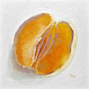 Pittura intitolato "Orange auf weißem H…" da Elena Tronina, Opera d'arte originale, Olio