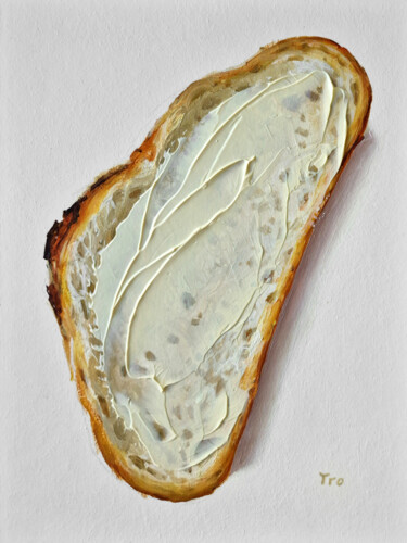Painting titled "Butterbrot auf weiß…" by Elena Tronina, Original Artwork, Oil