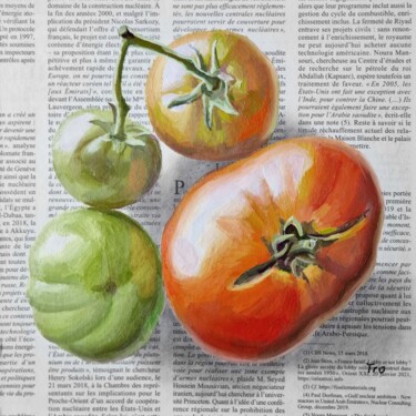 Painting titled "Tomaten 2" by Elena Tronina, Original Artwork, Oil