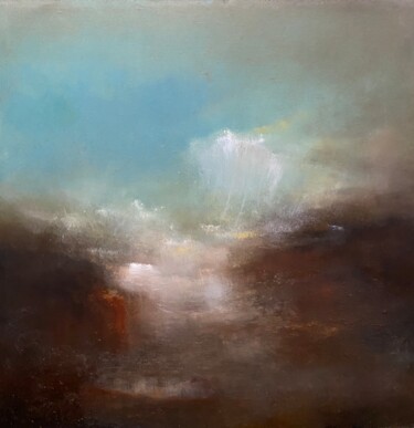 Картина под названием "Light cloud with wa…" - Elena Troyanskaya, Подлинное произведение искусства, Масло