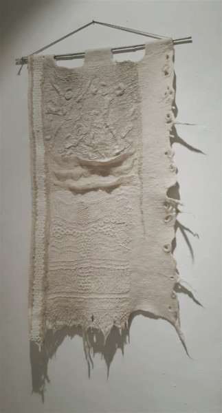 White Textile Art titled "White" by Elena Tzirulnik, Original Art, Tapestry