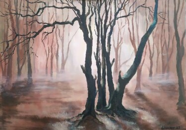 Pintura titulada "Деревья" por Elena Ulshina, Obra de arte original, Oleo