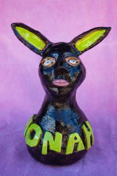 Sculpture titled "The Black Hare" by Elena Uljancic, Original Artwork, Ceramics