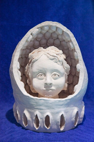 Sculpture titled "Cherubino" by Elena Uljancic, Original Artwork, Ceramics