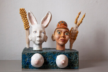 Sculpture intitulée "The perfect marriage" par Elena Uljancic, Œuvre d'art originale, Céramique
