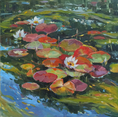 Peinture intitulée "Water plants" par Elena Utkina, Œuvre d'art originale, Huile