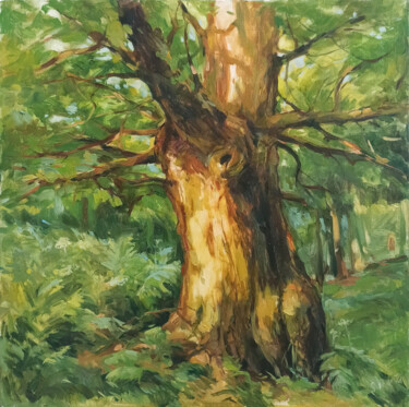 Painting titled "The Biggest Oak" by Elena Utkina, Original Artwork, Oil