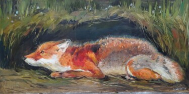 Painting titled "The fox hole" by Elena Utkina, Original Artwork, Oil