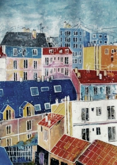 绘画 标题为“vue par la fenêtre” 由Eva Lesil, 原创艺术品, 丙烯