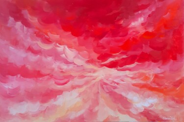 Pittura intitolato "Red Sunset Painting…" da Elena Vik, Opera d'arte originale, Acrilico