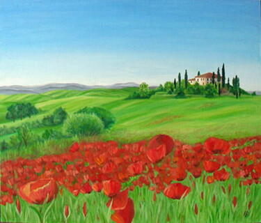 Картина под названием "Итальянский пейзаж" - Elena Viktorova, Подлинное произведение искусства, Масло