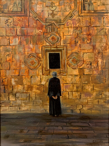 Painting titled "Monk" by Elena Volkova, Original Artwork, Oil
