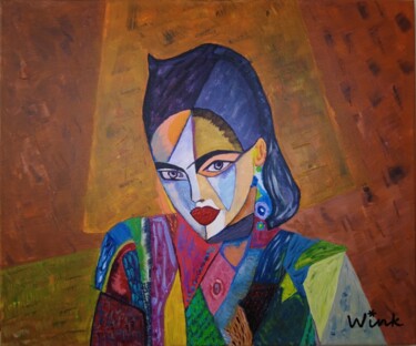 Painting titled "Rosalía 01." by Elena Wink, Original Artwork, Acrylic Mounted on Wood Stretcher frame