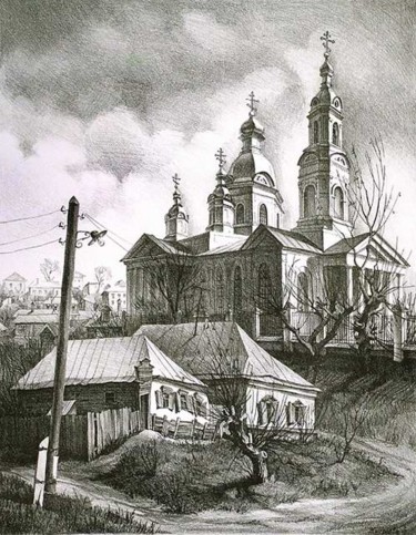 Рисунок под названием "Дорога к Храму 2" - Елена Жигулёва, Подлинное произведение искусства, Другой