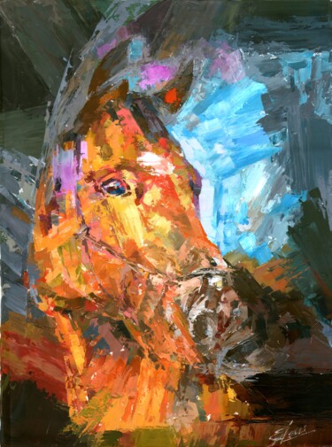 Peinture intitulée "A horse named Fire" par Elena Zinoveva, Œuvre d'art originale, Acrylique