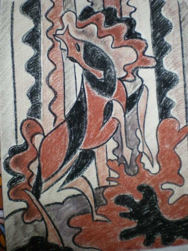 Dessin intitulée "Cheval cabré" par Elena Loukinykh-Passet, Œuvre d'art originale