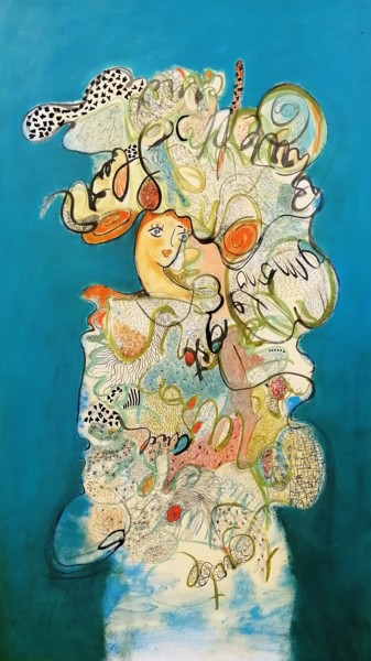 Peinture intitulée "Dame de Coeur" par Elena Sanchez, Œuvre d'art originale, Huile