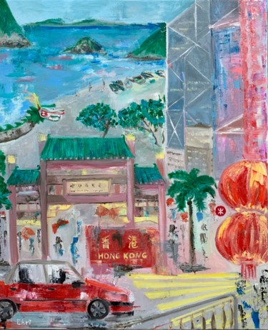 Painting titled "Hong Kong" by Elena Artemyeva Pulino, Original Artwork, Oil