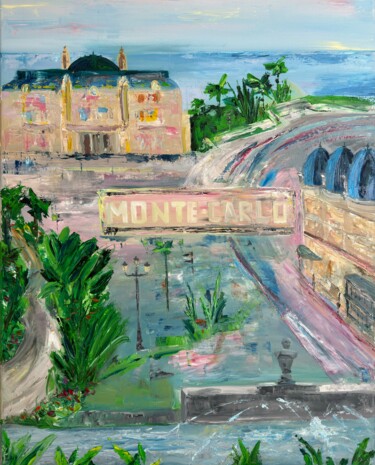 Painting titled "Monaco, Monte-Carlo" by Elena Artemyeva Pulino, Original Artwork, Oil