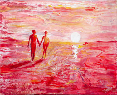 Картина под названием "Walking towards the…" - Елена Аверина, Подлинное произведение искусства, Акрил Установлен на Деревянн…