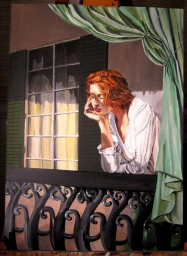Pittura intitolato "Al balcone" da Elena Centonze, Opera d'arte originale