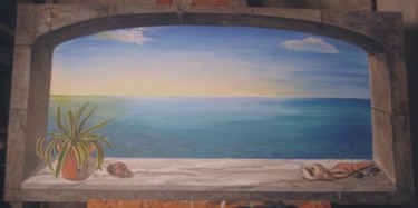 Pittura intitolato "Finestra sul mare" da Elena Centonze, Opera d'arte originale