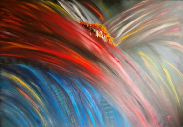 Peinture intitulée "Abstract - Firework…" par Elena Dimopoulos, Œuvre d'art originale, Huile