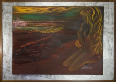 Night Reflection - Νυχτερινή Αντανάκλαση (PRC25) Painting titled "Night Reflection -…" by Elena Dimopoulos, Original Art,