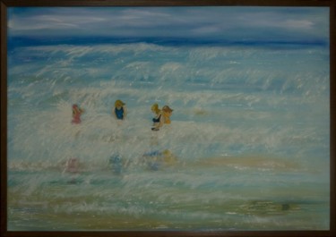 Painting titled "A Day at the Beach…" by Elena Dimopoulos, Original Artwork