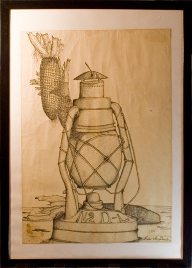 Peinture intitulée "Lantern - Φανός θυέ…" par Elena Dimopoulos, Œuvre d'art originale