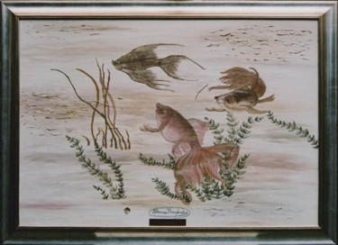 Pittura intitolato "Goldfish - Χρυσόψαρ…" da Elena Dimopoulos, Opera d'arte originale