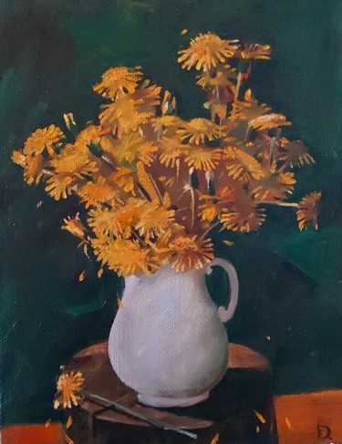 Painting titled "Flowers" by Elena Dobrynina, Original Artwork, Oil