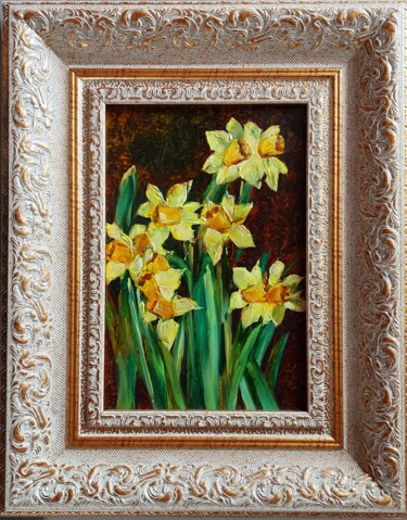 Peinture intitulée "Spring flowers" par Elena Dobrynina, Œuvre d'art originale, Huile