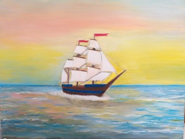 Картина под названием "Корабль" - Elena Elvas, Подлинное произведение искусства, Акрил