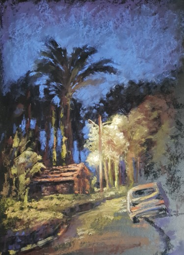 Malerei mit dem Titel "Summer evening at A…" von Elena Genkin, Original-Kunstwerk, Pastell