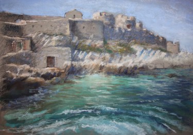 Painting titled "Château d'If" by Elena Genkin, Original Artwork, Pastel