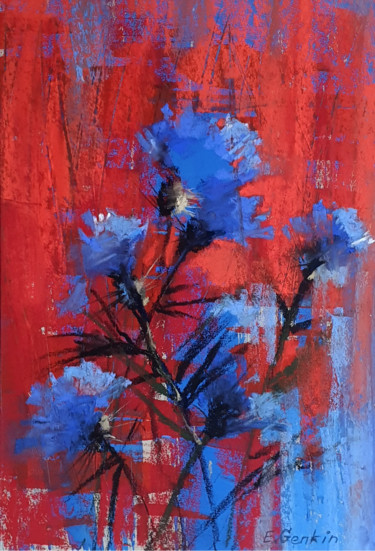 Dessin intitulée "Carnation flowers i…" par Elena Genkin, Œuvre d'art originale, Pastel