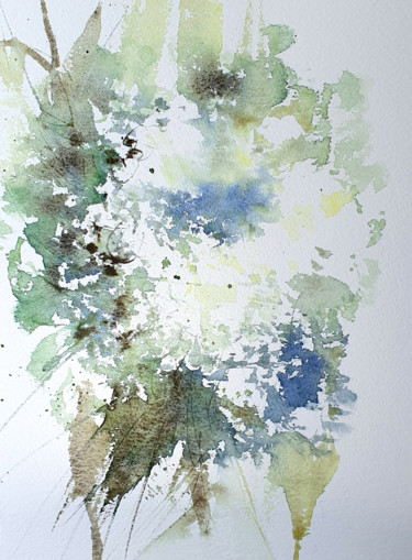 Peinture intitulée "White Tenderness" par Elena Genkin, Œuvre d'art originale, Aquarelle