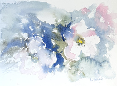 Painting titled "White Tenderness - 2" by Elena Genkin, Original Artwork, Watercolor