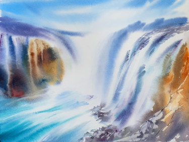 Peinture intitulée "When water meets th…" par Elena Genkin, Œuvre d'art originale, Aquarelle