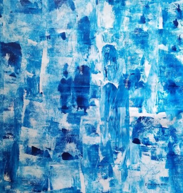 Painting titled ""Blue color" (2020)" by Elena Ivanova, Original Artwork, Acrylic Mounted on Wood Stretcher frame